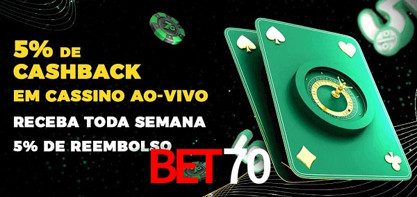Promoções do cassino ao Vivo bet70